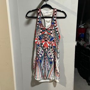 Parker Beaded Dress Patterned and Multicolored Size Small